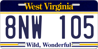 WV license plate 8NW105