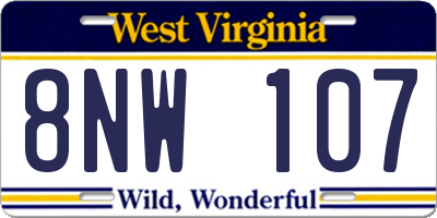 WV license plate 8NW107