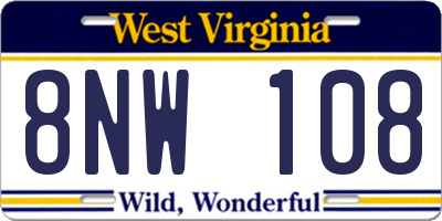 WV license plate 8NW108