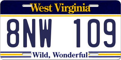 WV license plate 8NW109