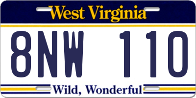 WV license plate 8NW110
