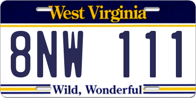 WV license plate 8NW111