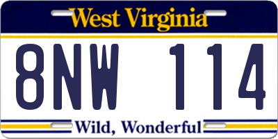 WV license plate 8NW114