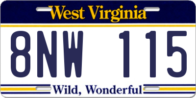 WV license plate 8NW115