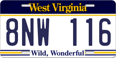 WV license plate 8NW116