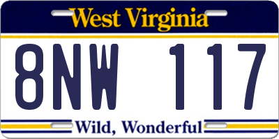 WV license plate 8NW117