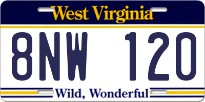 WV license plate 8NW120