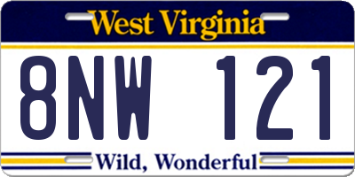 WV license plate 8NW121