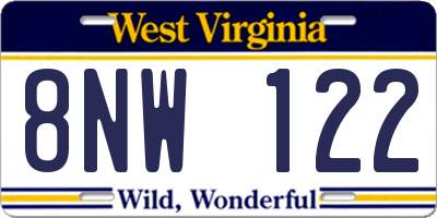 WV license plate 8NW122