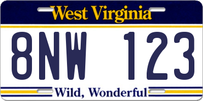 WV license plate 8NW123
