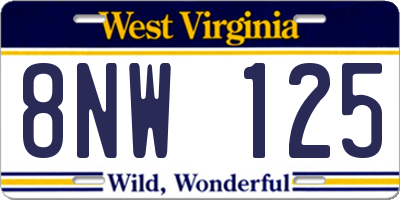 WV license plate 8NW125