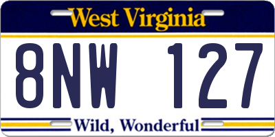 WV license plate 8NW127