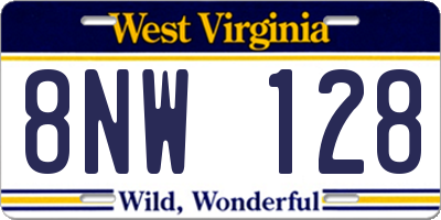 WV license plate 8NW128