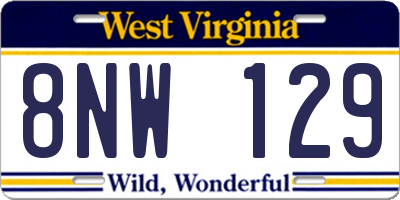 WV license plate 8NW129