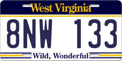 WV license plate 8NW133