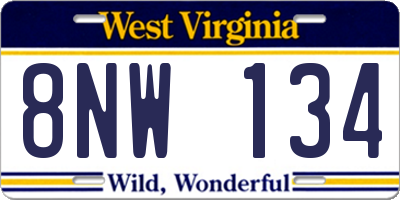 WV license plate 8NW134