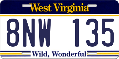 WV license plate 8NW135