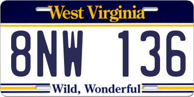 WV license plate 8NW136