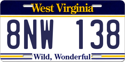 WV license plate 8NW138
