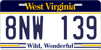 WV license plate 8NW139
