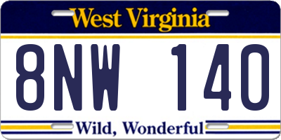 WV license plate 8NW140