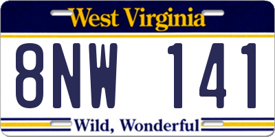 WV license plate 8NW141