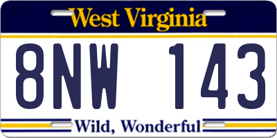 WV license plate 8NW143