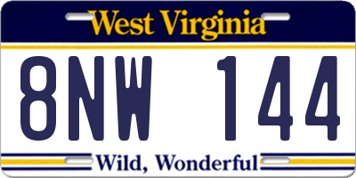 WV license plate 8NW144