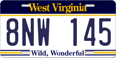 WV license plate 8NW145