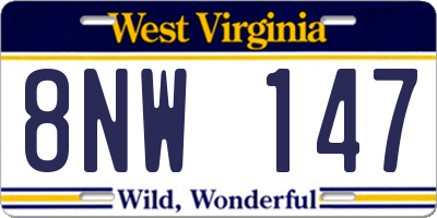WV license plate 8NW147