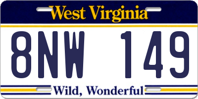 WV license plate 8NW149