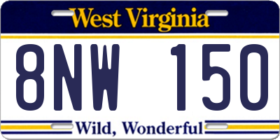 WV license plate 8NW150