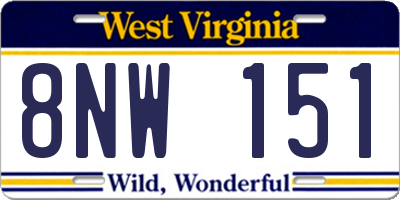 WV license plate 8NW151