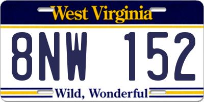 WV license plate 8NW152