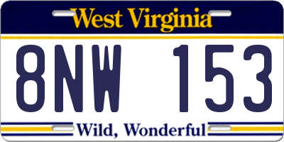 WV license plate 8NW153