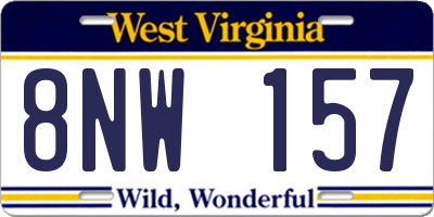 WV license plate 8NW157