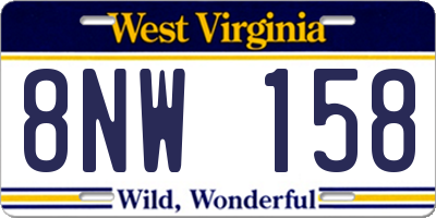 WV license plate 8NW158