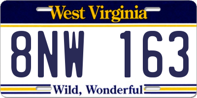 WV license plate 8NW163