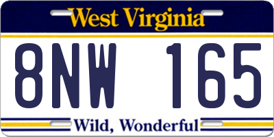 WV license plate 8NW165
