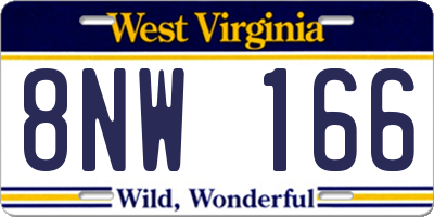 WV license plate 8NW166