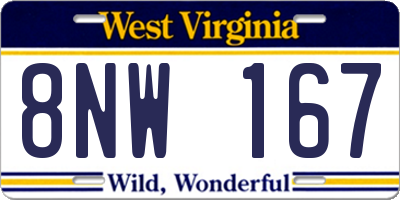 WV license plate 8NW167