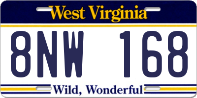 WV license plate 8NW168