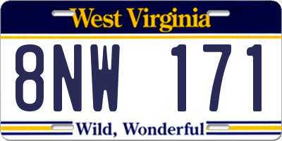WV license plate 8NW171