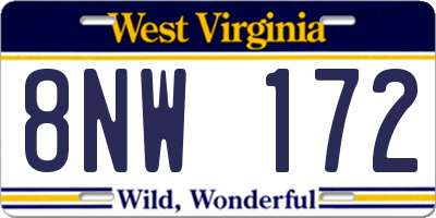 WV license plate 8NW172