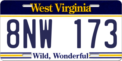 WV license plate 8NW173