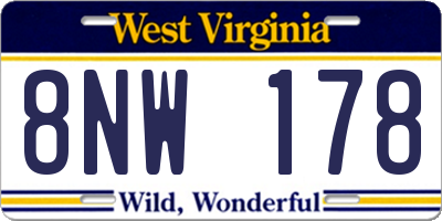 WV license plate 8NW178