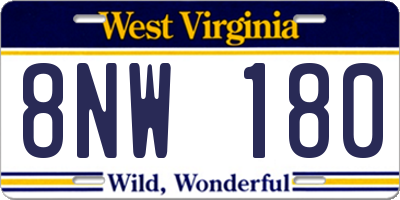 WV license plate 8NW180