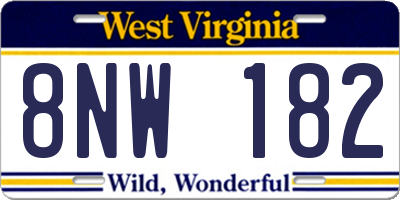 WV license plate 8NW182
