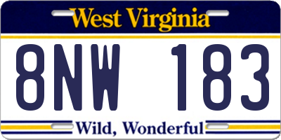 WV license plate 8NW183