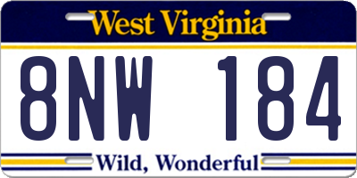 WV license plate 8NW184